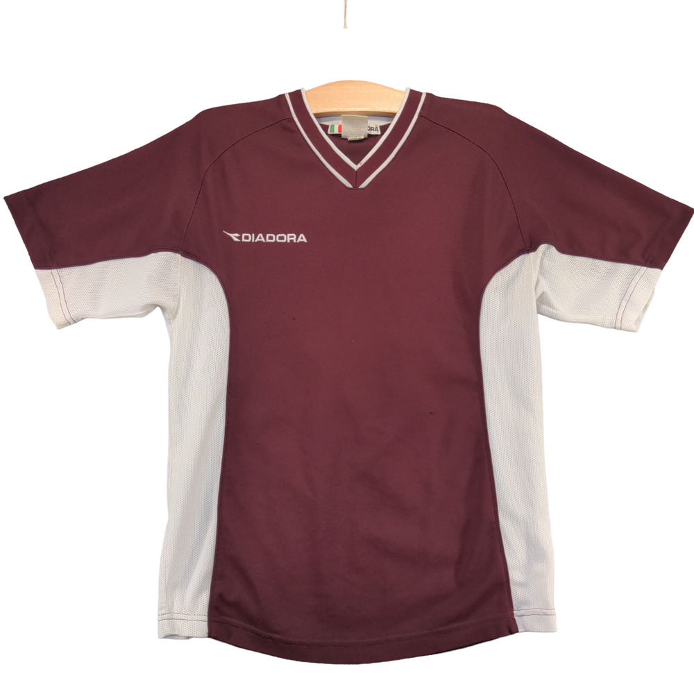 Diadora Men's Jersey Shirt #36 Red And White Small V-Neck Embroidered Logo